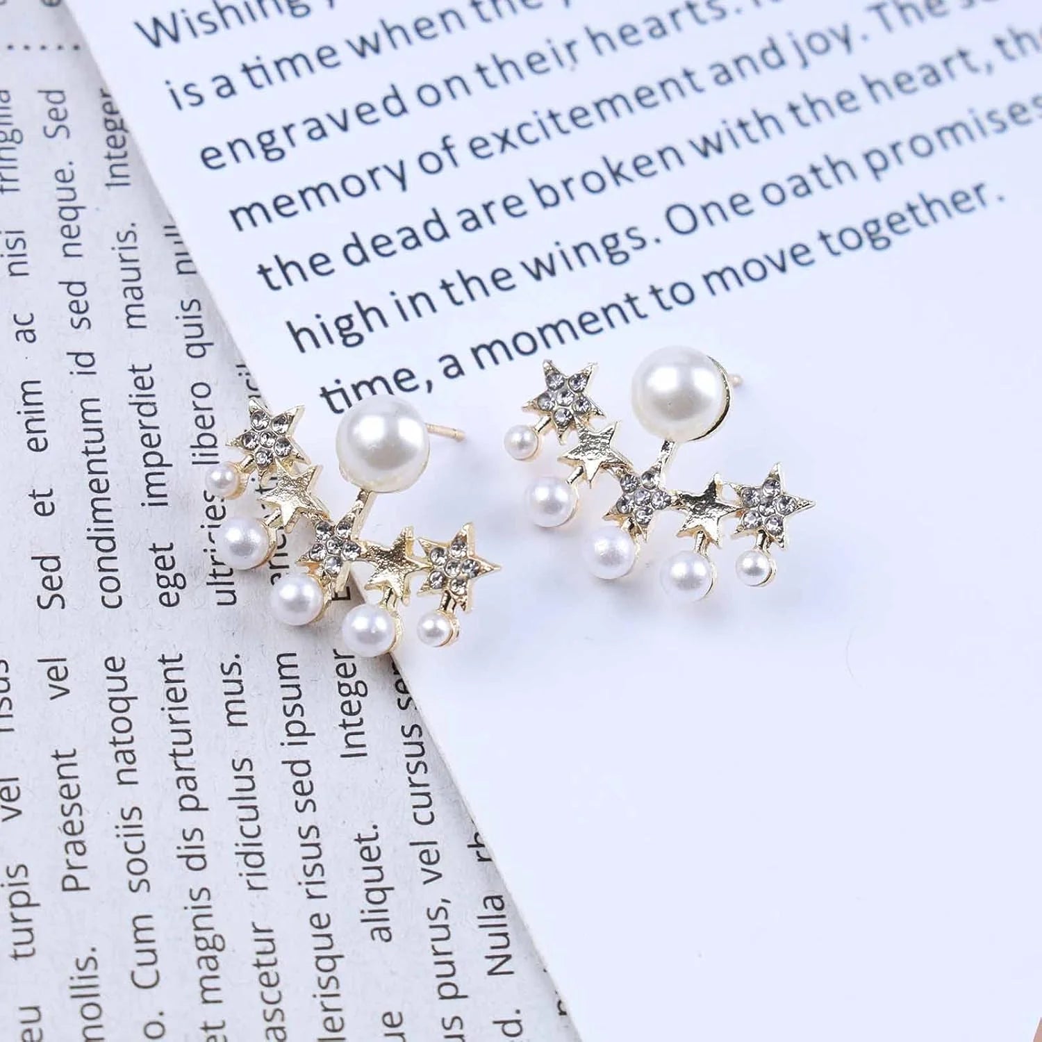 Jazbaat Five-Star Crystal & Pearl Studded Korean Ear Jacket Earrings