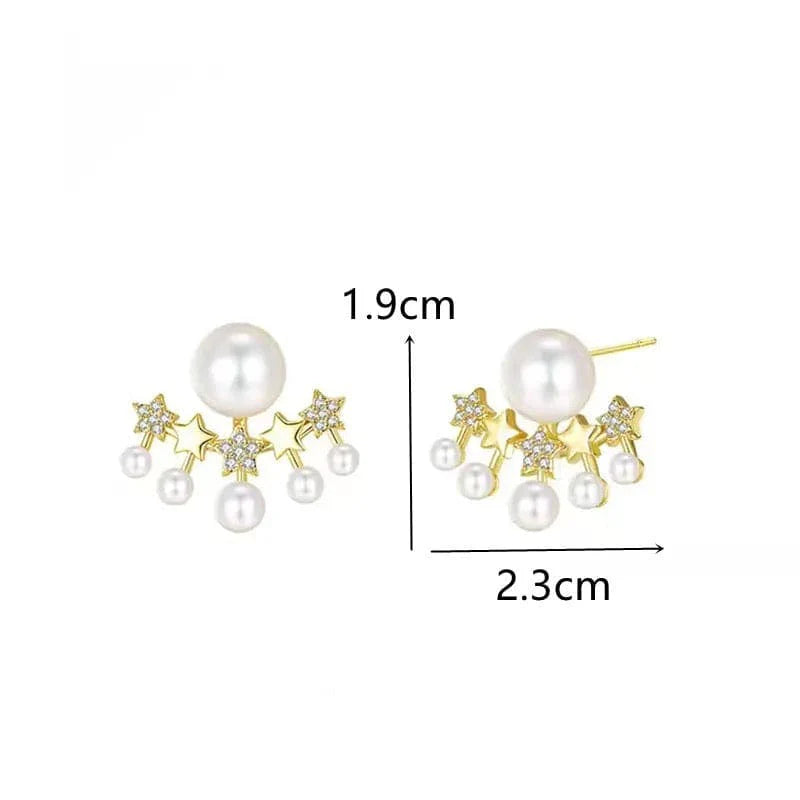 Jazbaat Five-Star Crystal & Pearl Studded Korean Ear Jacket Earrings