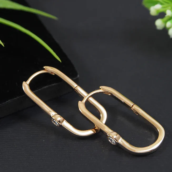 Jazbaat Gold-Plated AD Embellished U-Shaped Hoop Earrings