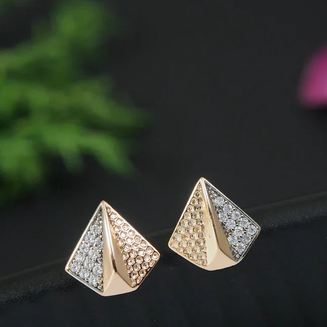 Jazbaat Gold-Plated Anti-Tarnish AD Stud Earrings