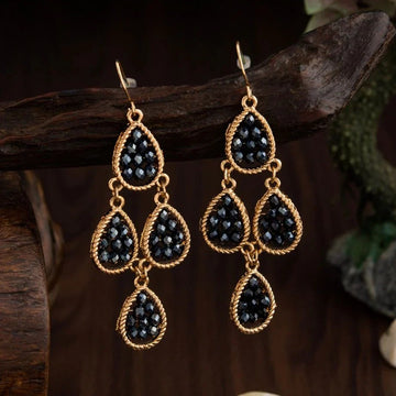 Jazbaat Gold-Plated Blue Crystal Dangler Earrings