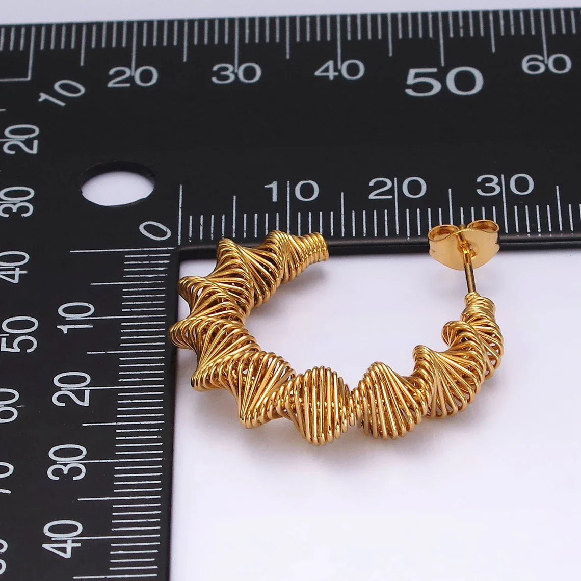 Jazbaat Gold-Plated C-Shaped Twisted Hoop Earrings