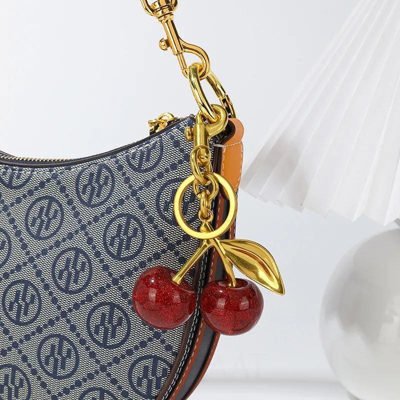Jazbaat Gold-Plated Cherry Bag Charm Keychain