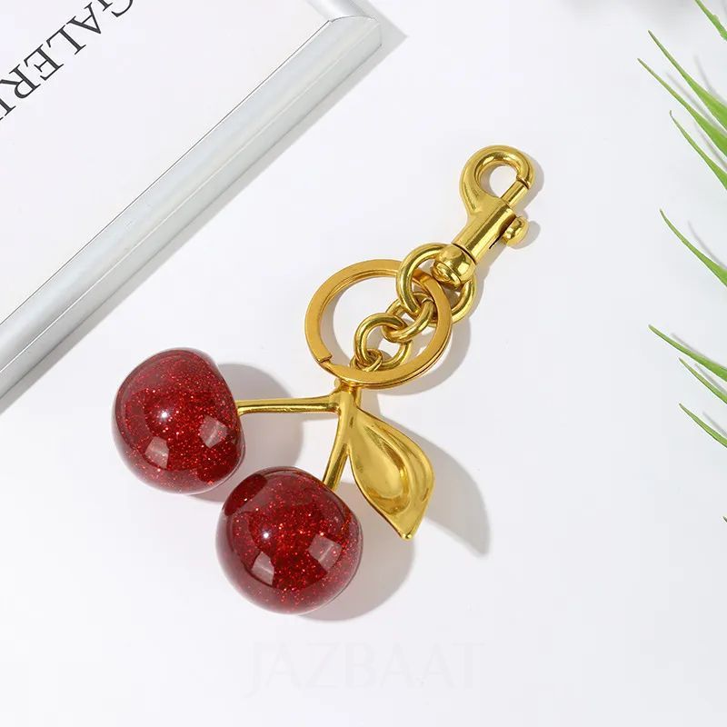 Jazbaat Gold-Plated Cherry Bag Charm Keychain