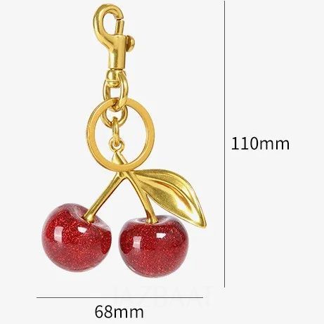 Jazbaat Gold-Plated Cherry Bag Charm Keychain