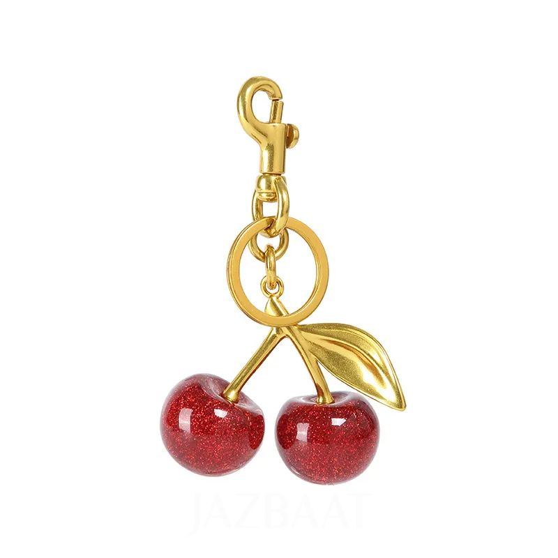 Jazbaat Gold-Plated Cherry Bag Charm Keychain