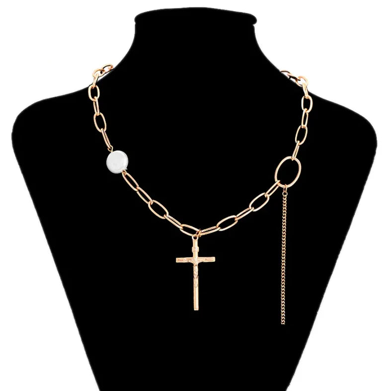 Jazbaat Gold-Plated Christ Crucifix Cross Pendant Necklace