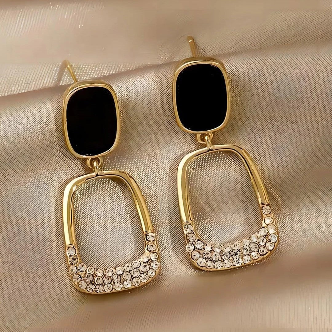 Jazbaat Gold-Plated Crystal Studded Korean Dangler Earrings
