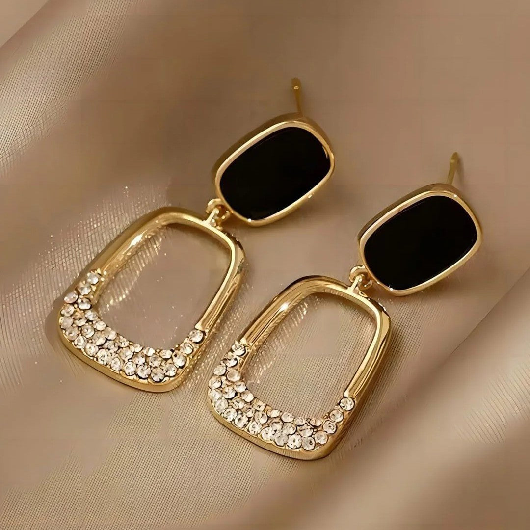 Jazbaat Gold-Plated Crystal Studded Korean Dangler Earrings