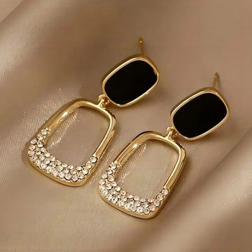Jazbaat Gold-Plated Crystal Studded Korean Dangler Earrings