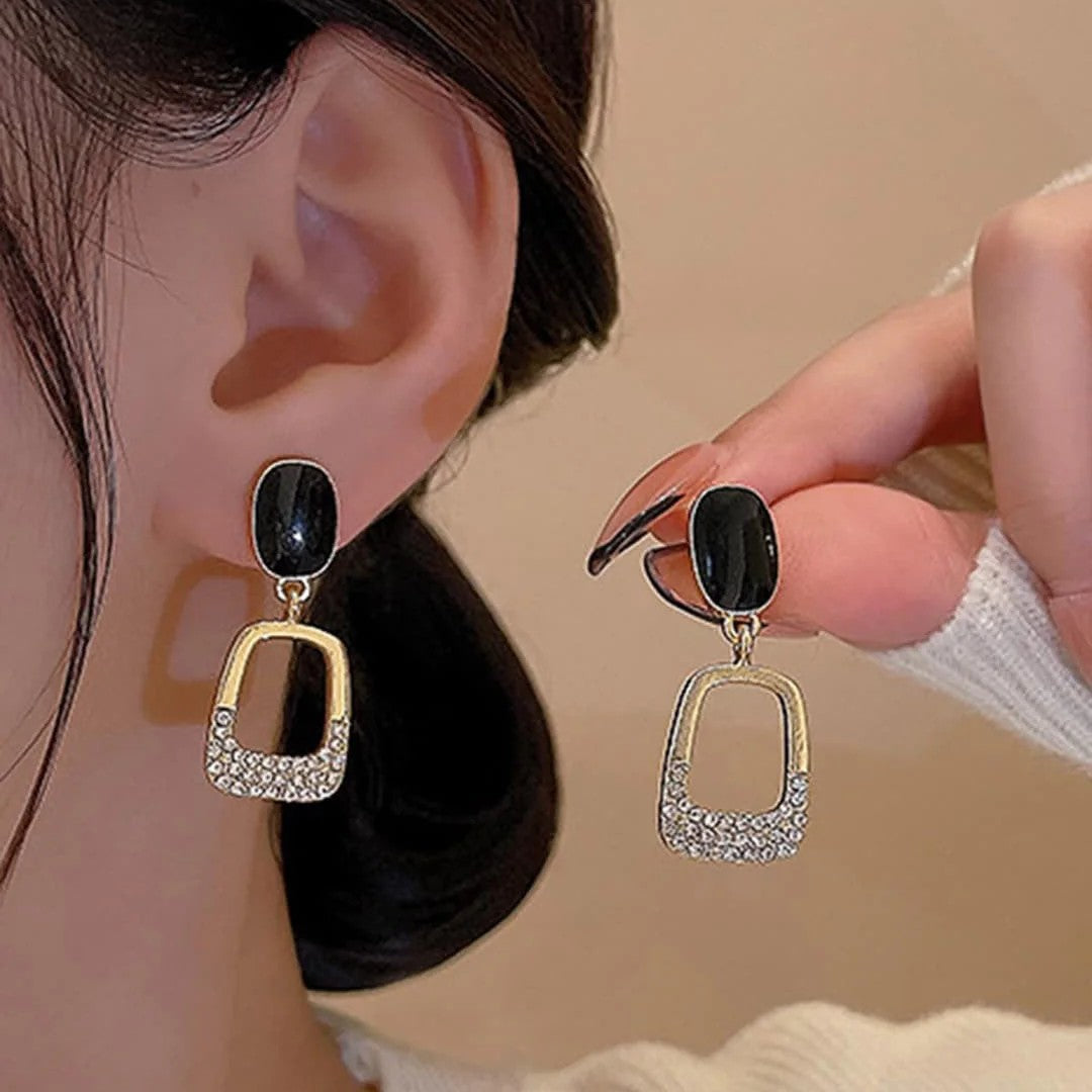Jazbaat Gold-Plated Crystal Studded Korean Dangler Earrings