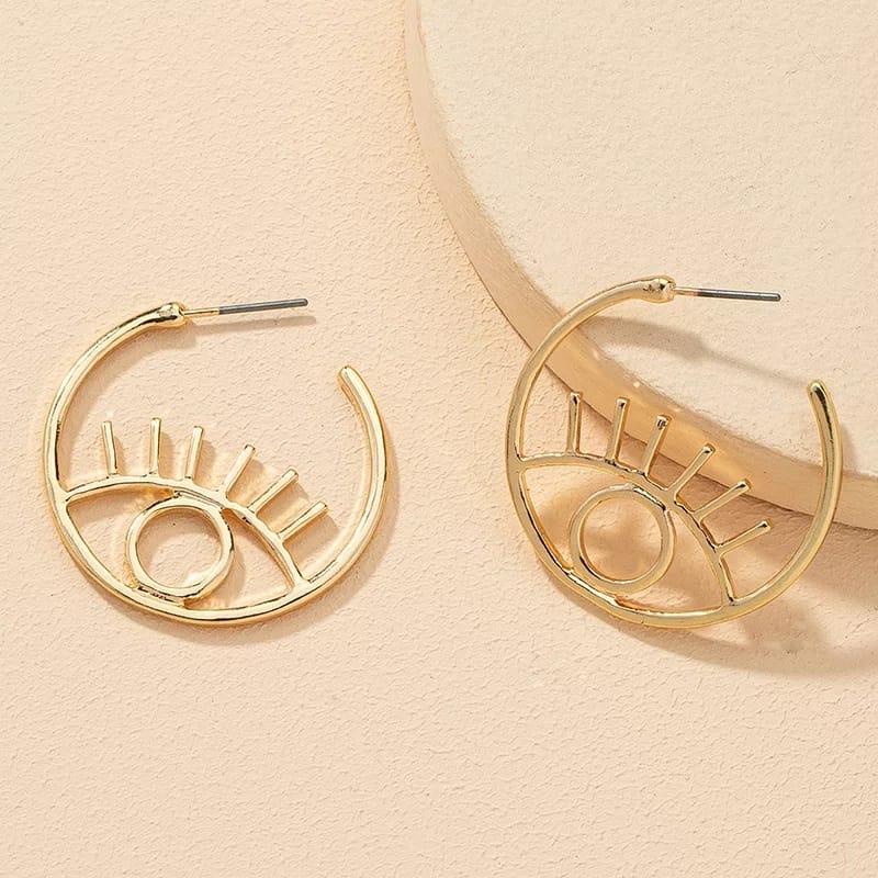 Jazbaat Gold-Plated Evil Eye Hoop Earrings