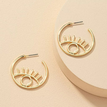 Jazbaat Gold-Plated Evil Eye Hoop Earrings