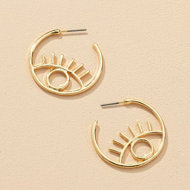 Jazbaat Gold-Plated Evil Eye Hoop Earrings