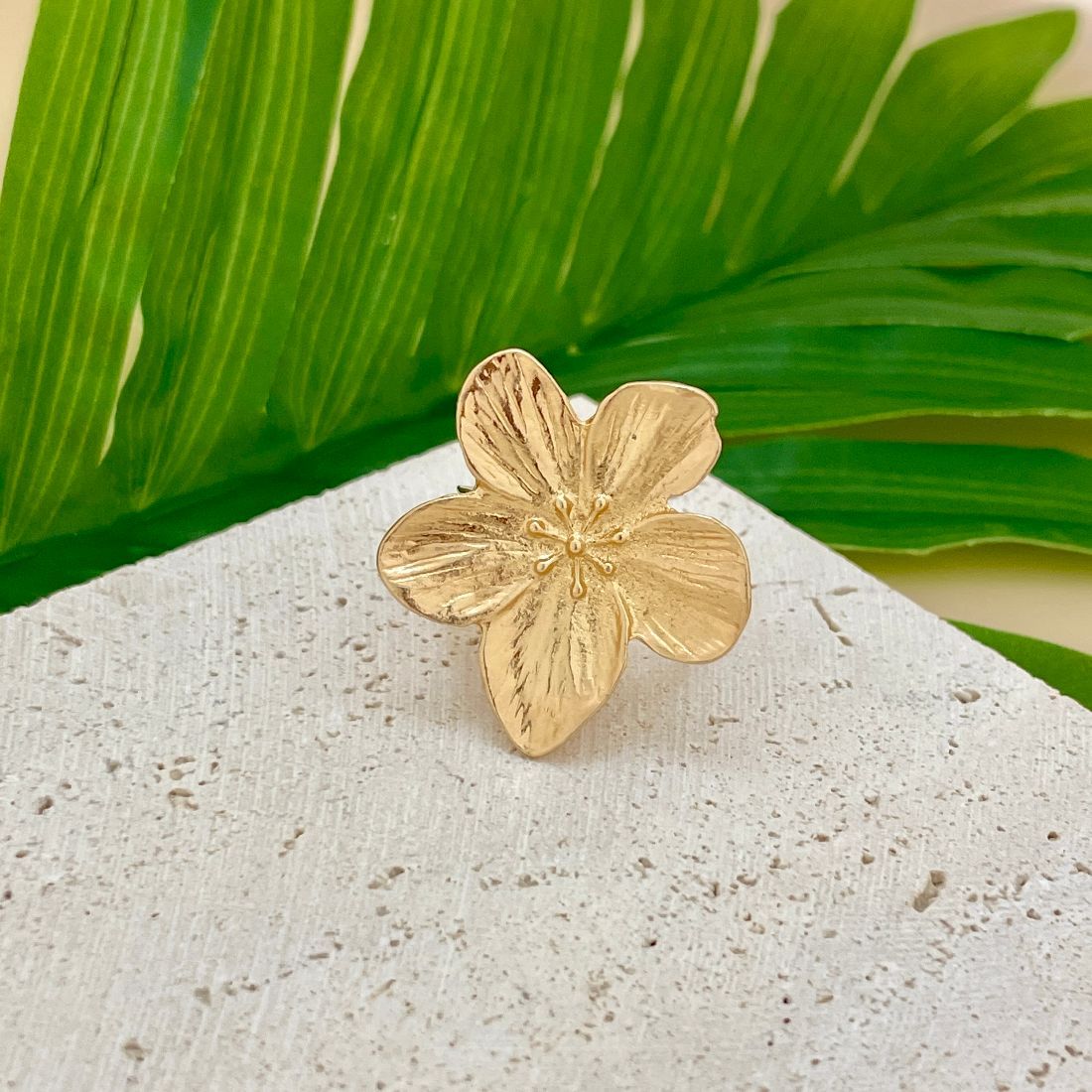 Jazbaat Gold-Plated Flower Adjustable Ring