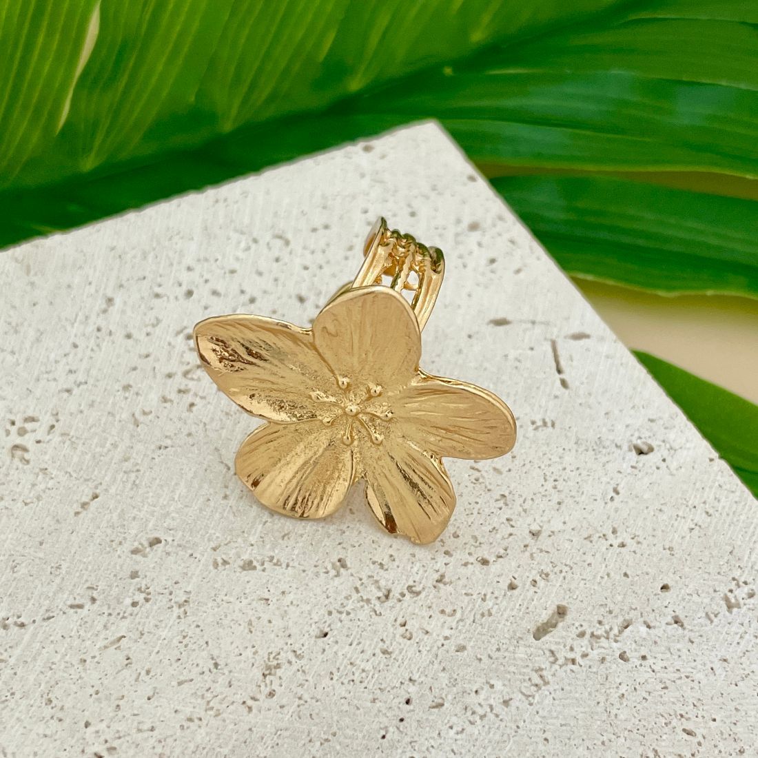 Jazbaat Gold-Plated Flower Adjustable Ring