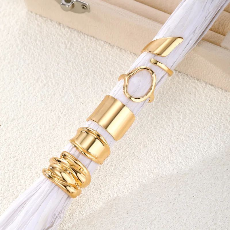 Jazbaat Gold-Plated Geometric Stacking Rings 5-Pack