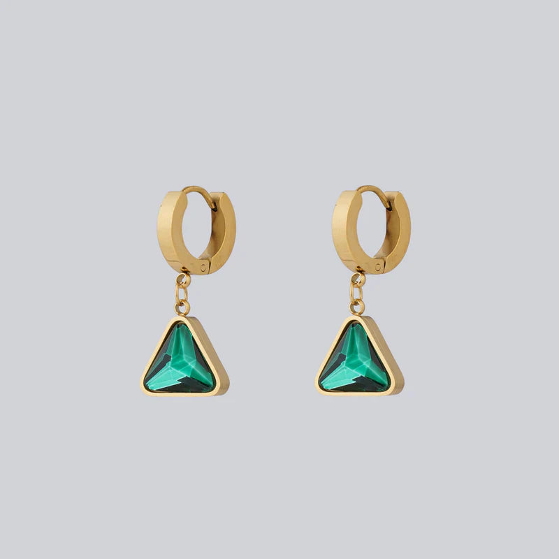 Jazbaat Gold-Plated Green CZ Anti-Tarnish Drop Earrings