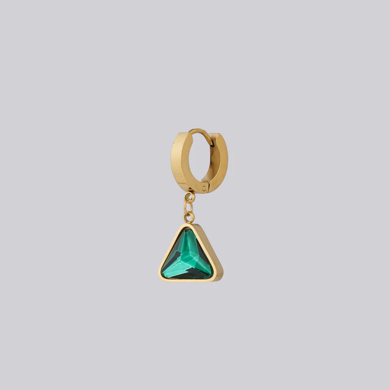 Jazbaat Gold-Plated Green CZ Anti-Tarnish Drop Earrings
