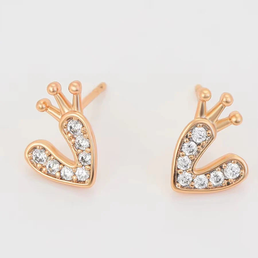 Jazbaat Gold-Plated Heart-Shaped AD Embellished Stud Earrings