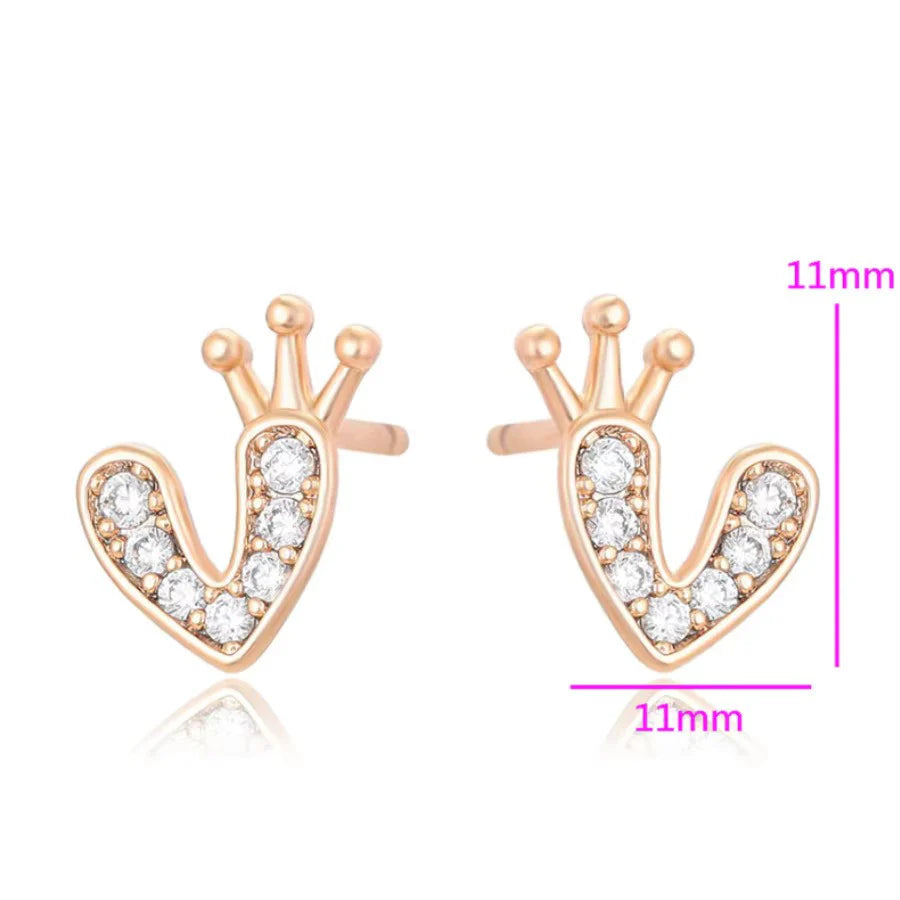 Jazbaat Gold-Plated Heart-Shaped AD Embellished Stud Earrings