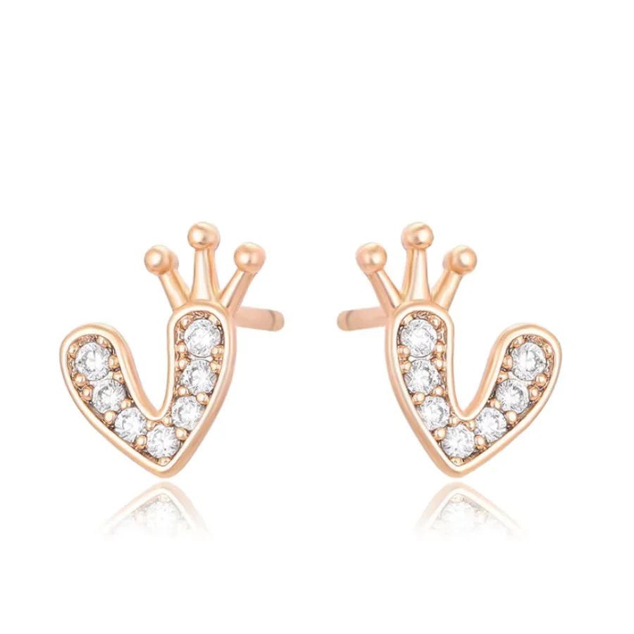Jazbaat Gold-Plated Heart-Shaped AD Embellished Stud Earrings