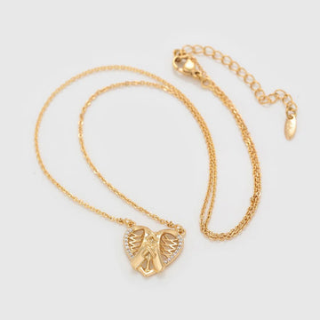 Jazbaat Gold-Plated Heart-Shaped CZ Stone-Studded Demi-Fine Pendant Necklace