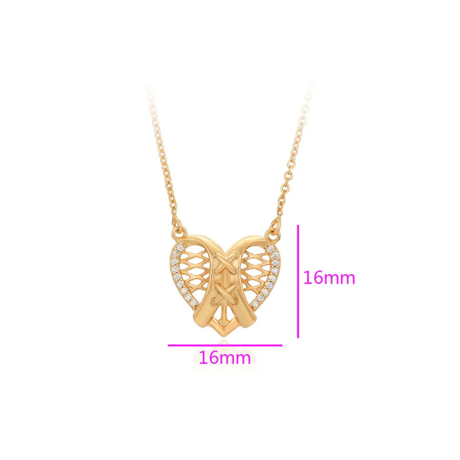 Jazbaat Gold-Plated Heart-Shaped CZ Stone-Studded Demi-Fine Pendant Necklace