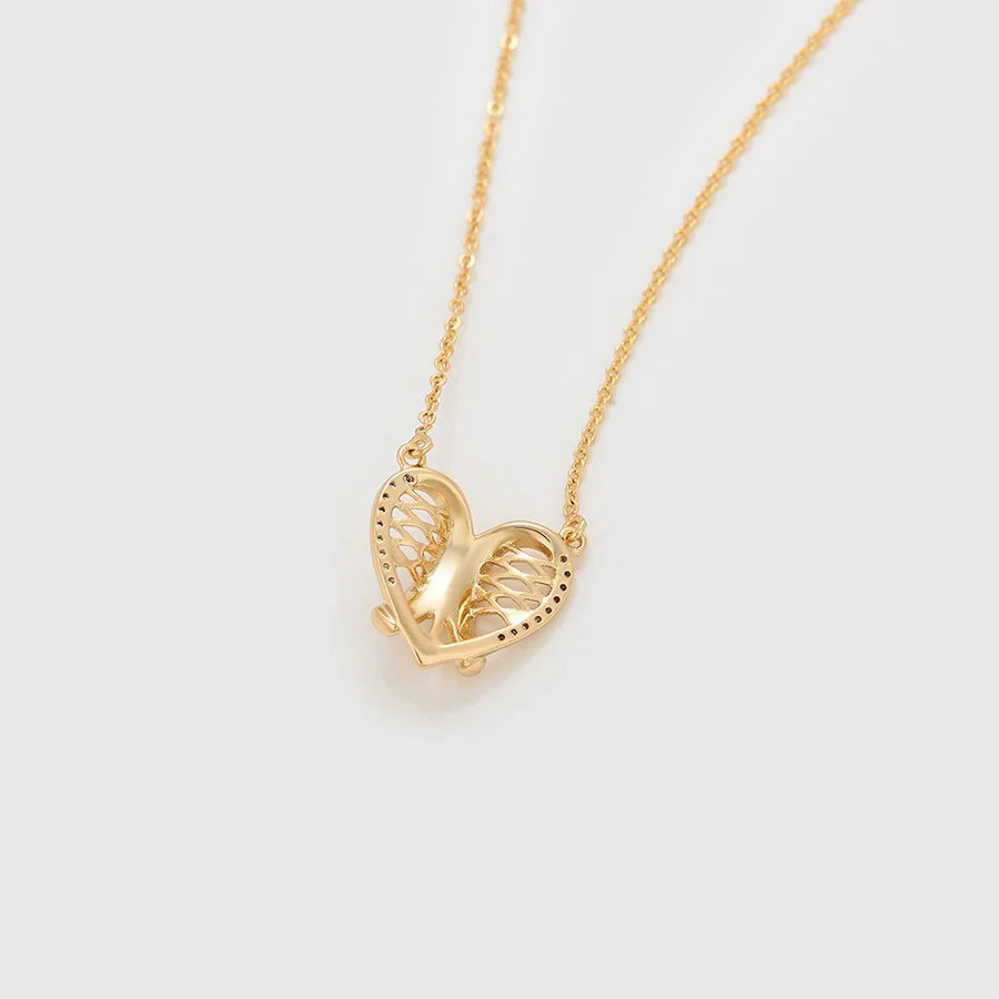 Jazbaat Gold-Plated Heart-Shaped CZ Stone-Studded Demi-Fine Pendant Necklace