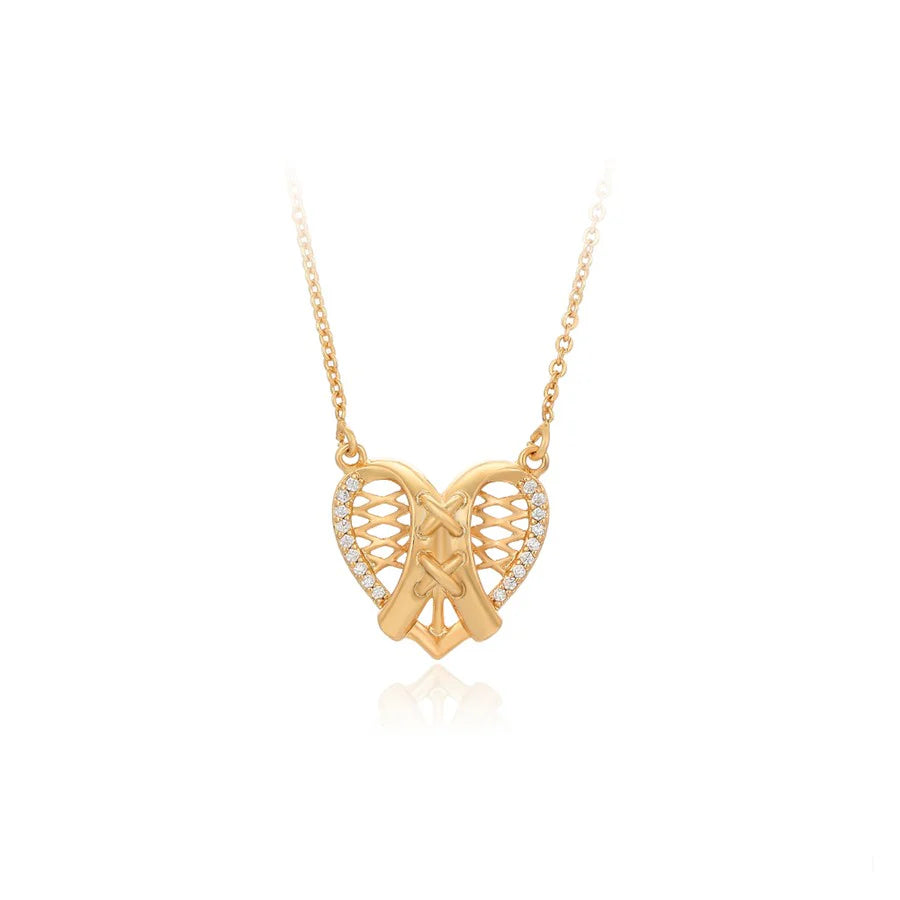 Jazbaat Gold-Plated Heart-Shaped CZ Stone-Studded Demi-Fine Pendant Necklace