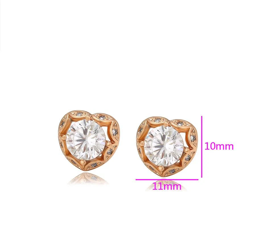 Jazbaat Gold-Plated Heart Shaped Zirconia Crystal Studded Earrings