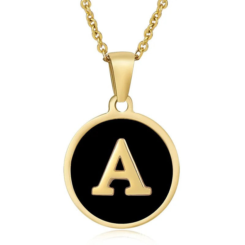 Jazbaat Gold-Plated Initial A Letter Pendant Necklace, Black