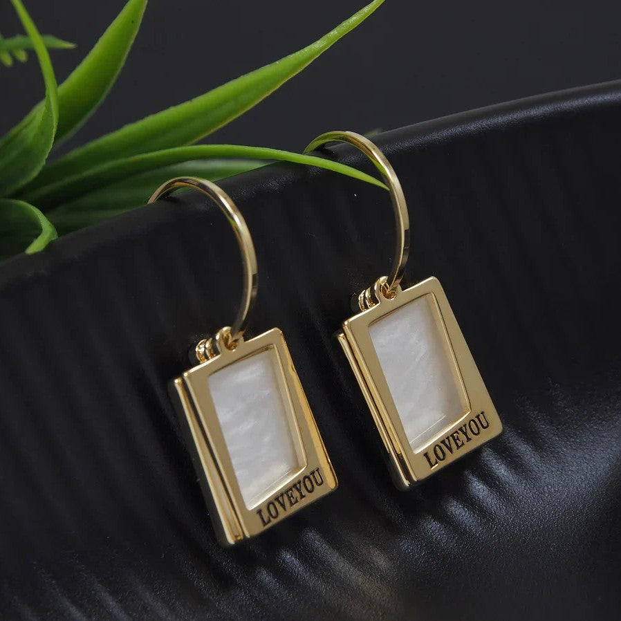 Jazbaat Gold-Plated Love You Engraved Dangle Earrings
