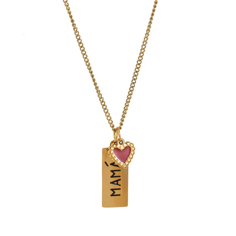 Jazbaat Gold-Plated Mama & Heart Pendant Necklace