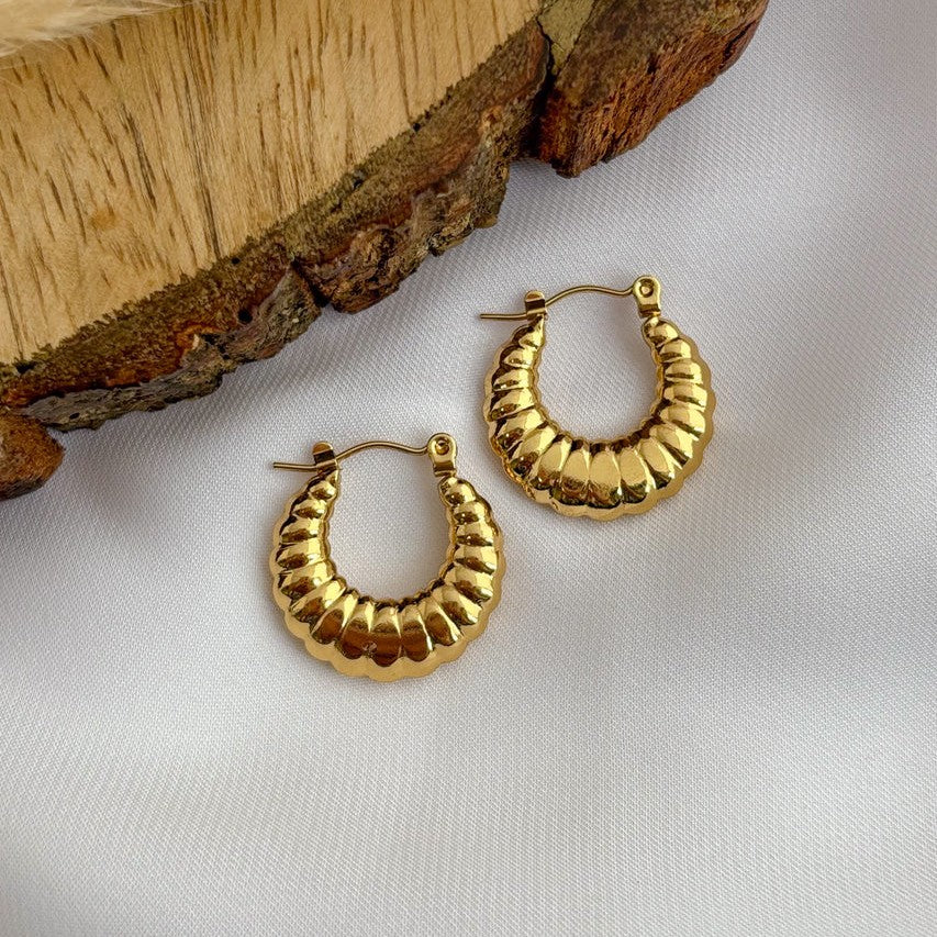 Jazbaat Gold-Plated Mini Croissant Anti-Tarnish Hoop Earrings