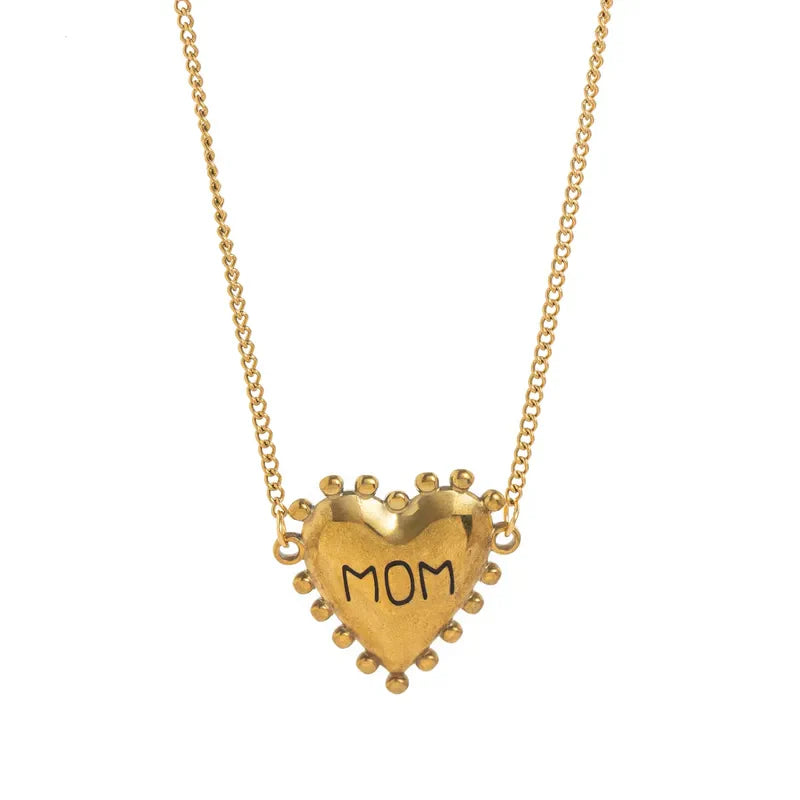 Jazbaat Gold-Plated Mom Heart Pendant Necklace