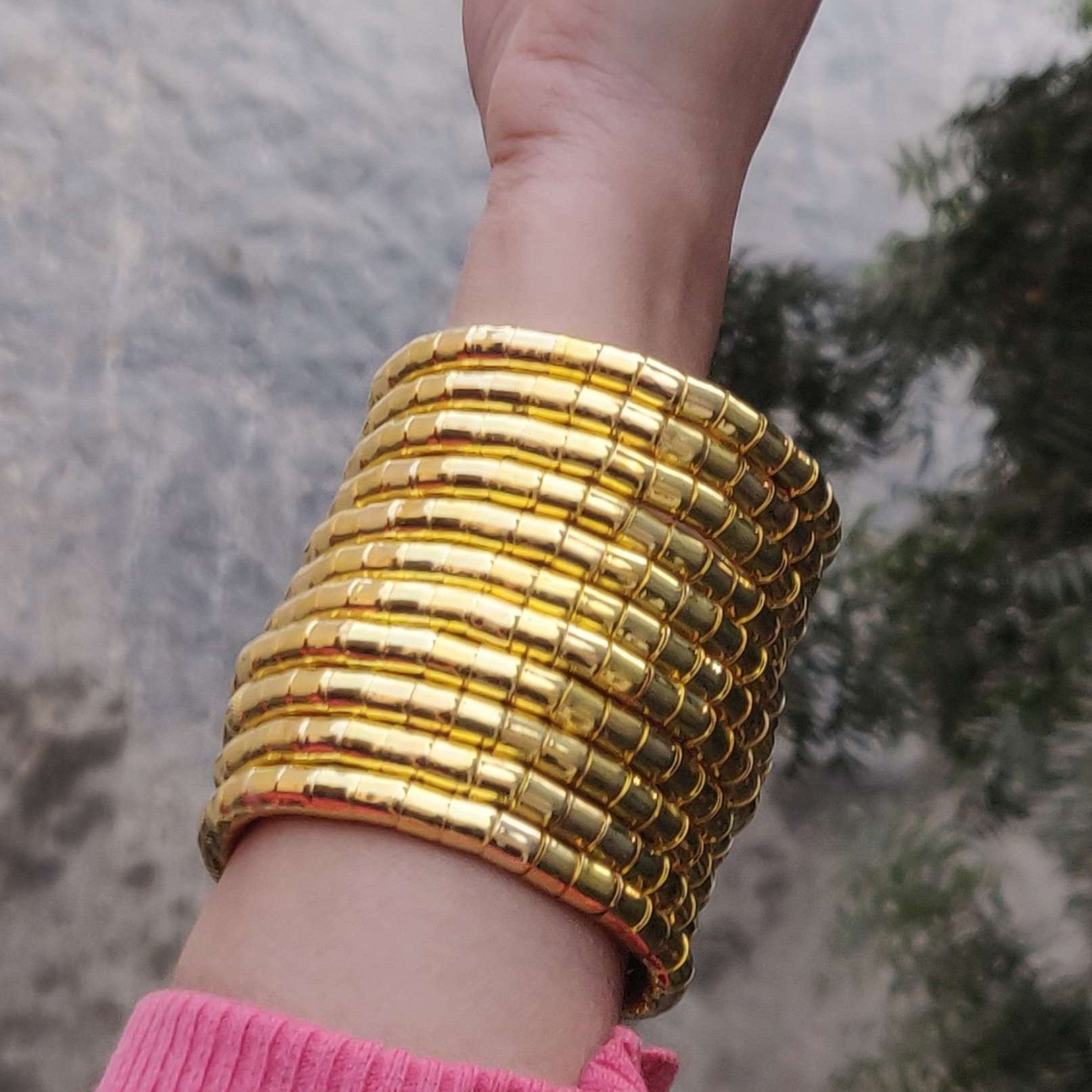 Jazbaat Gold-Plated Multi-Layered Spiral Bangle