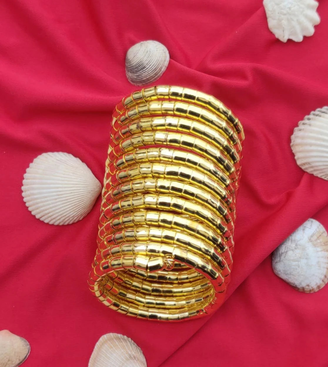 Jazbaat Gold-Plated Multi-Layered Spiral Bangle