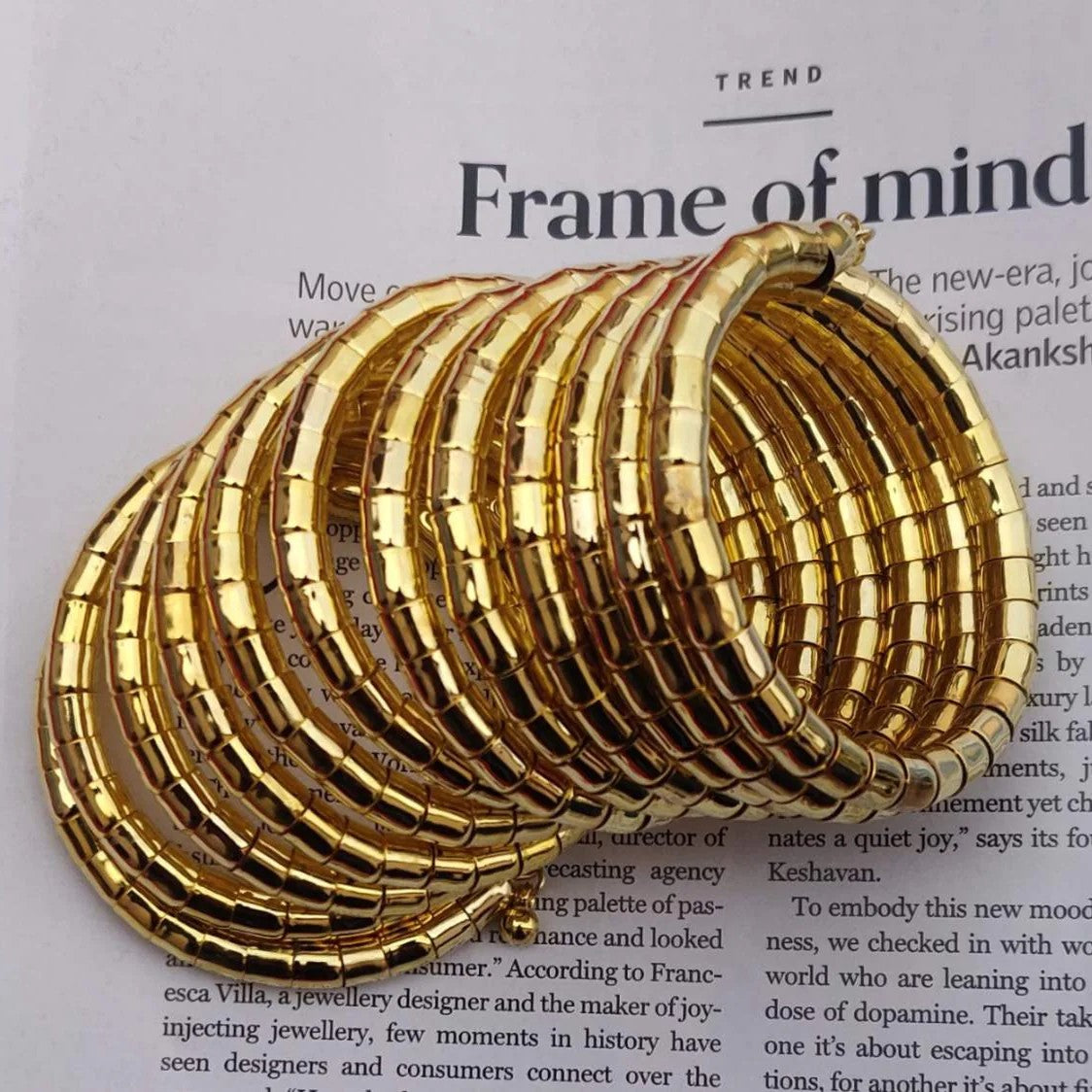 Jazbaat Gold-Plated Multi-Layered Spiral Bangle