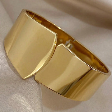 Jazbaat Gold-Plated Openable Stainless Steel Cuff Bracelet