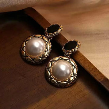 Jazbaat Gold-Plated Pearl Drop Korean Earrings