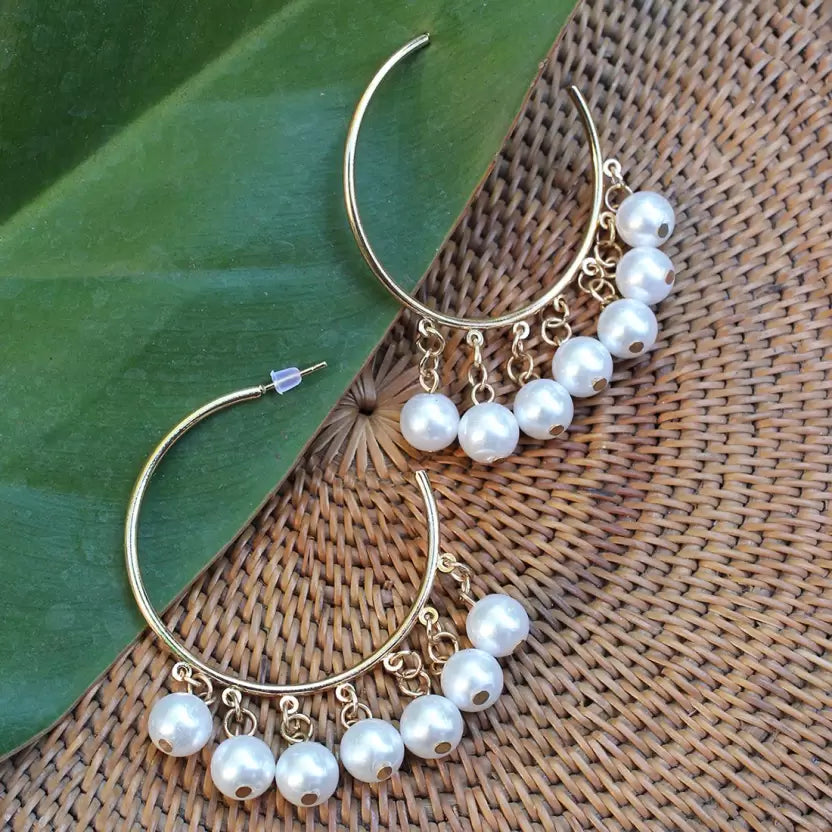 Jazbaat Gold-Plated Pearl Studded Circular Shaped Earrings