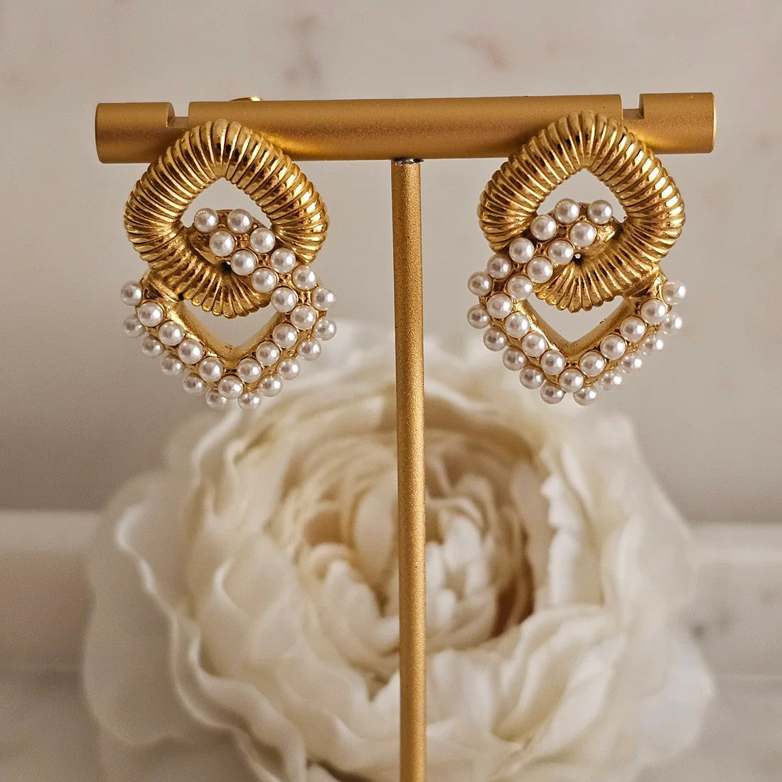 Jazbaat Gold-Plated Pearl Studded Earrings