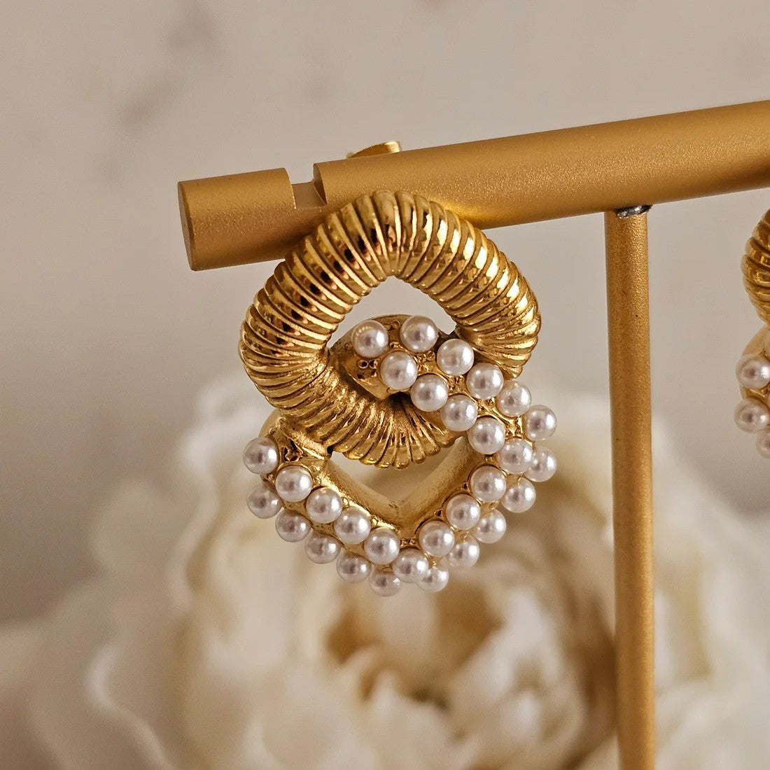 Jazbaat Gold-Plated Pearl Studded Earrings
