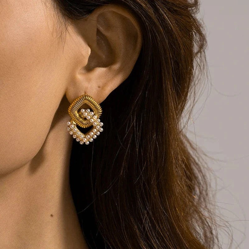 Jazbaat Gold-Plated Pearl Studded Earrings