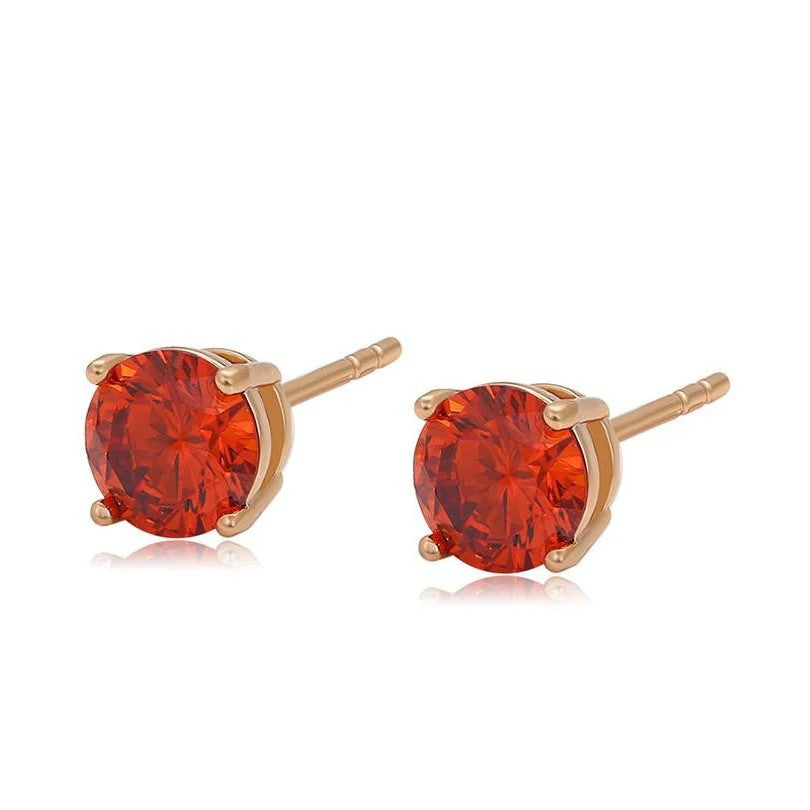 Jazbaat Gold-Plated Red Zirconia Diamond Studded Earrings