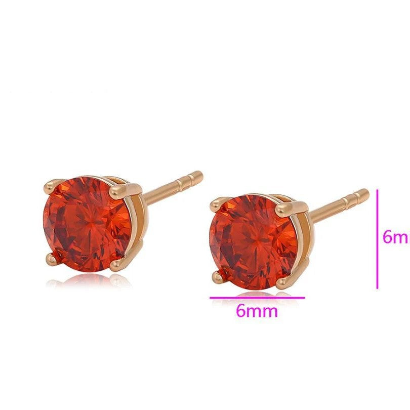 Jazbaat Gold-Plated Red Zirconia Diamond Studded Earrings