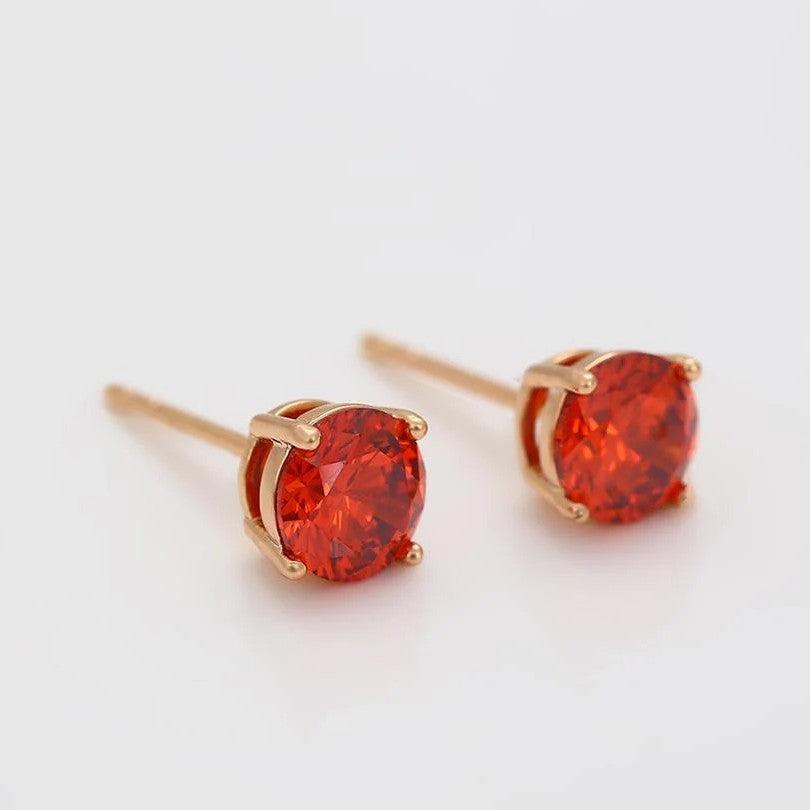 Jazbaat Gold-Plated Red Zirconia Diamond Studded Earrings