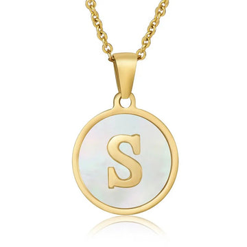 Jazbaat Gold-Plated S Initial Alphabet Pendant Necklace, White