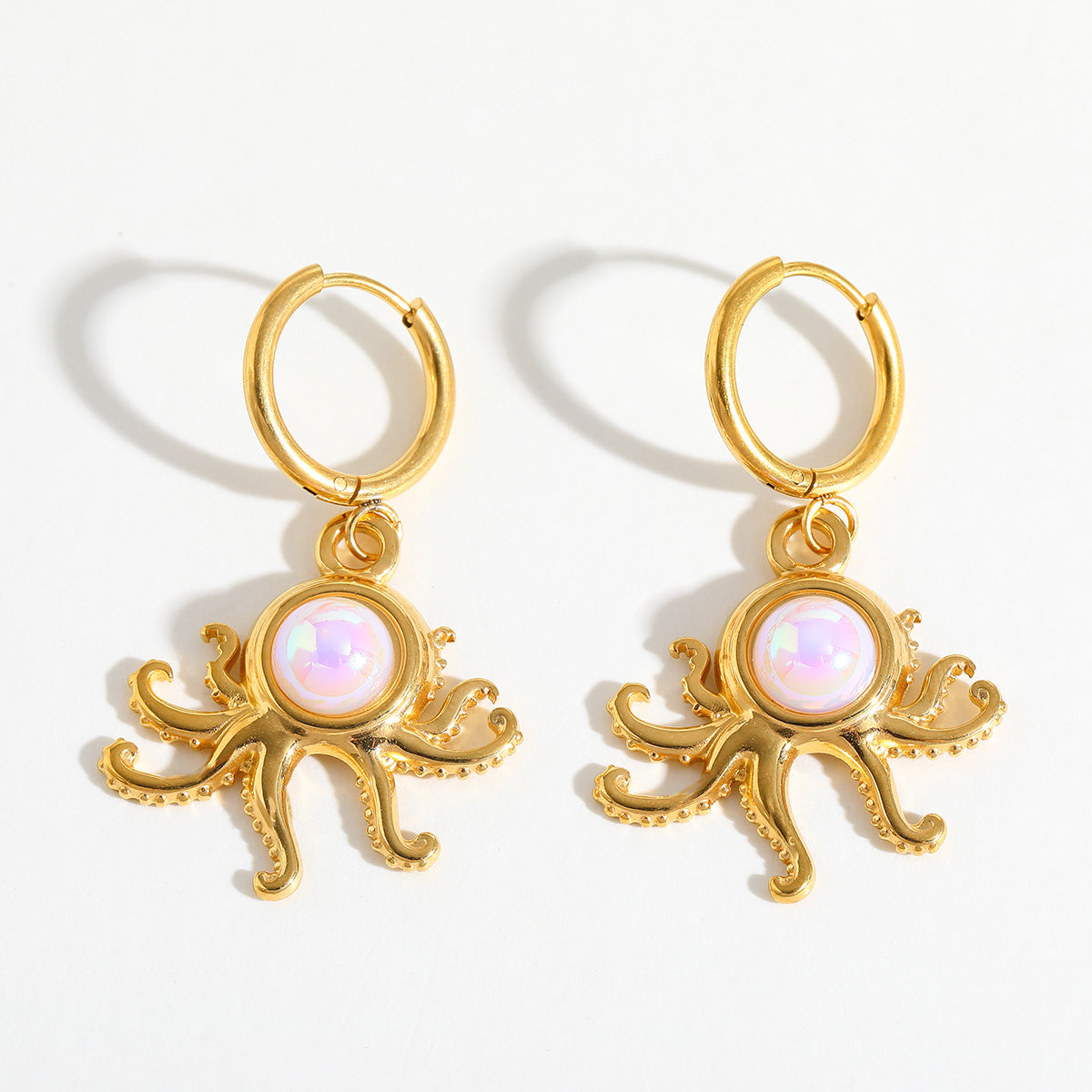 Jazbaat Gold-Plated Sea Animal Octopus-Shaped Dangle Earrings